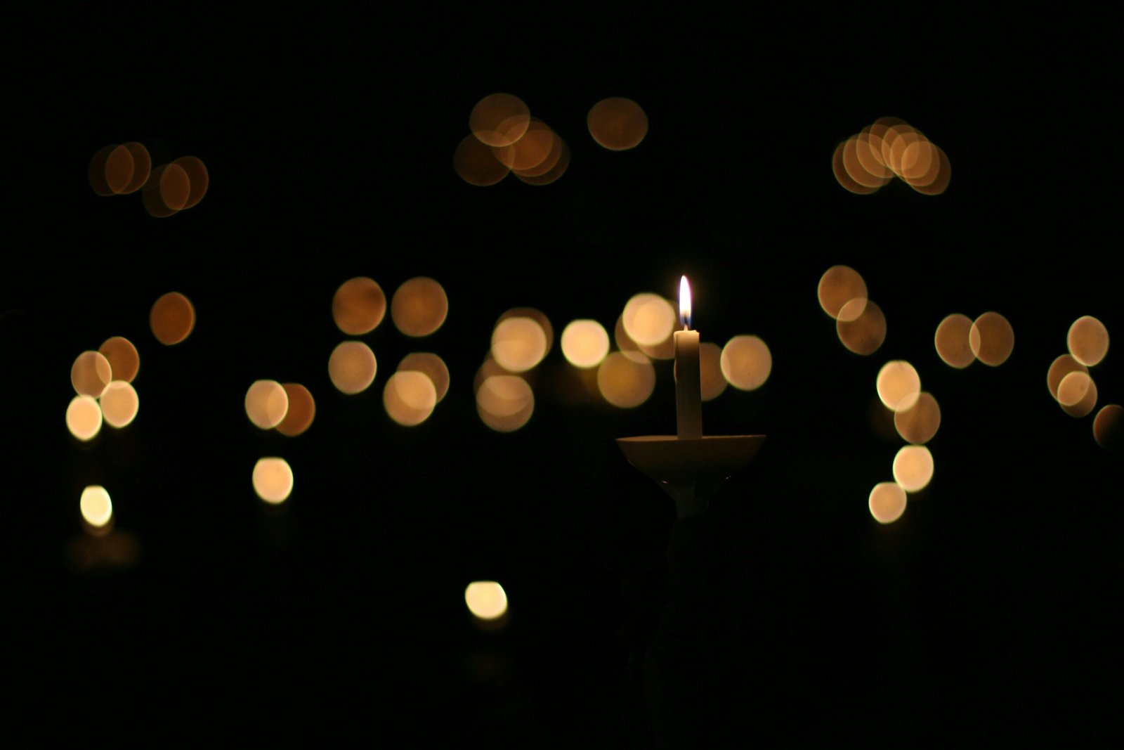 Photo of lit candle at religious service