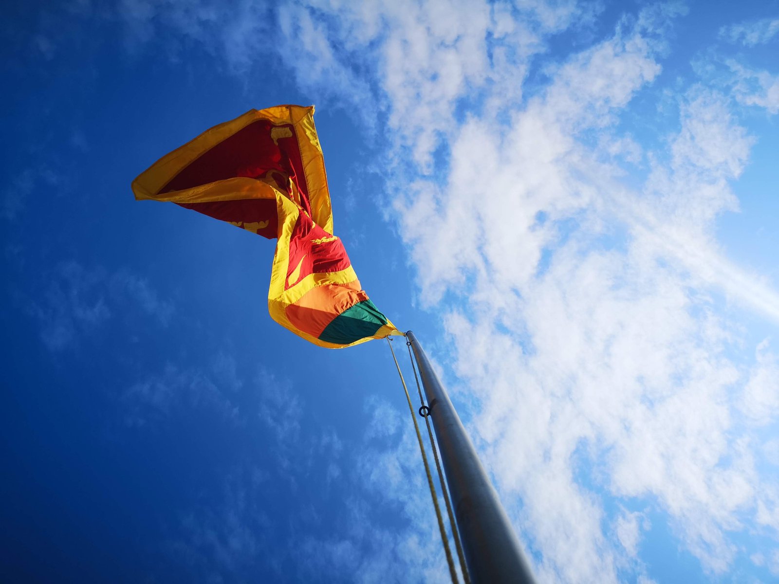 Sri Lanka flag waves in wind